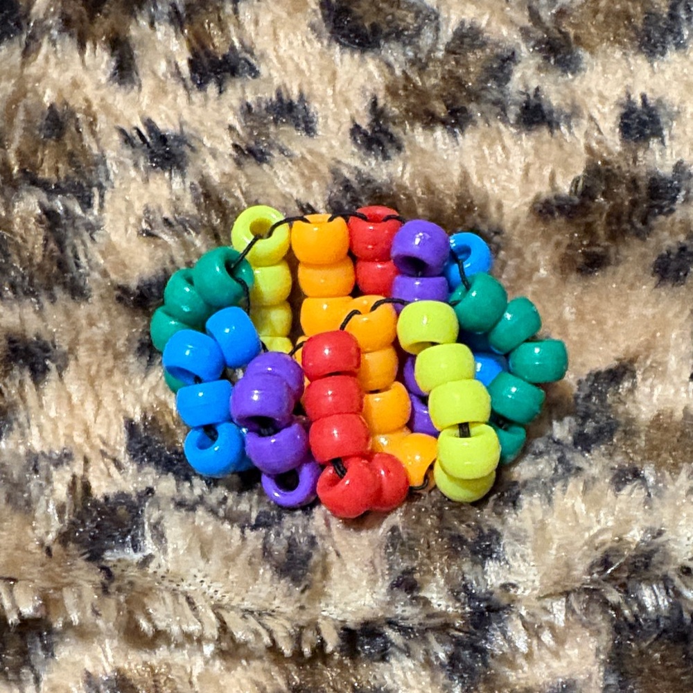 Rainbow homemade beaded/kandi cuff!